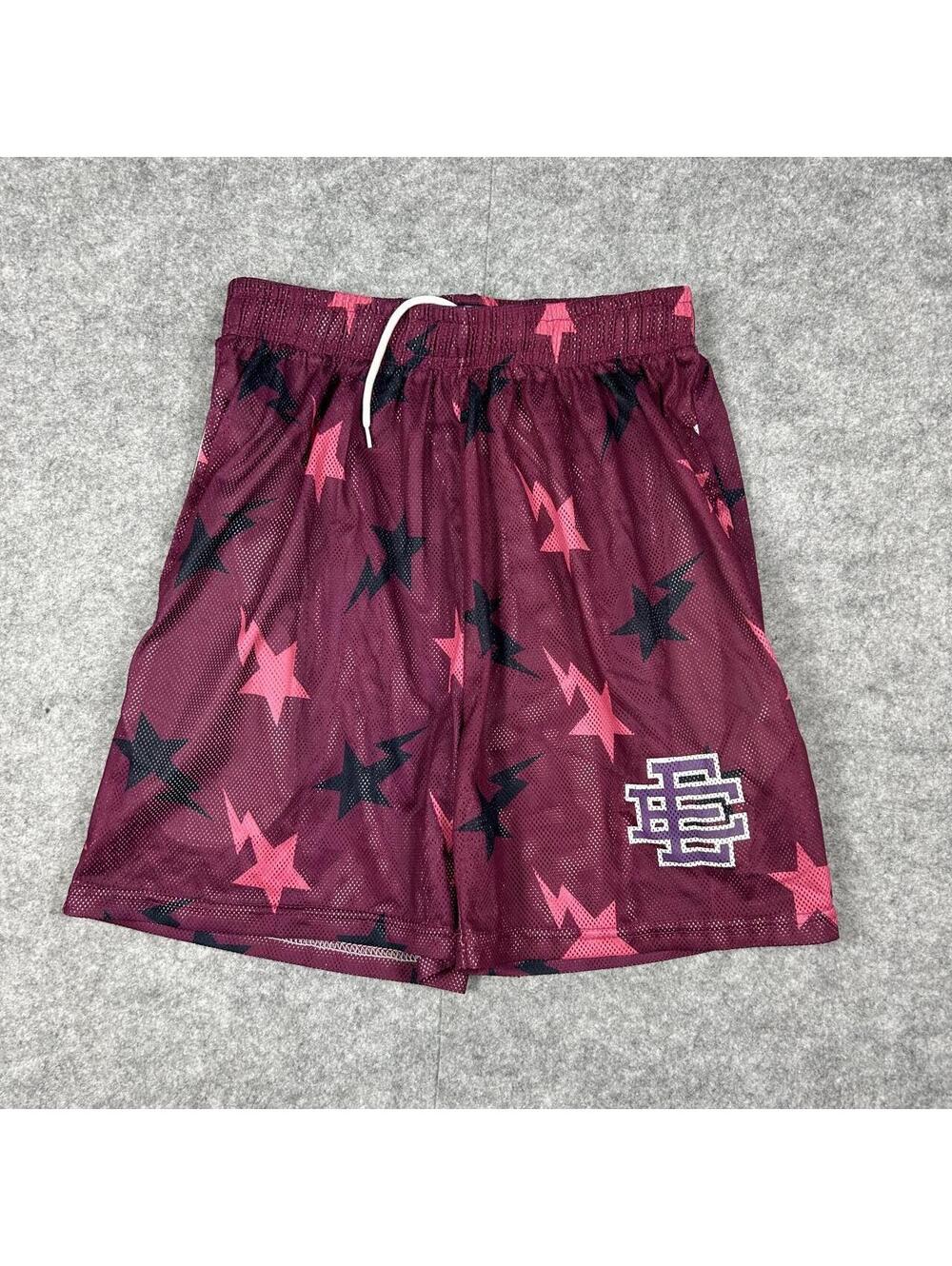 Eric Emanuel X Bape Purple Stars AOP Shorts Streetwear Y2K Size Large